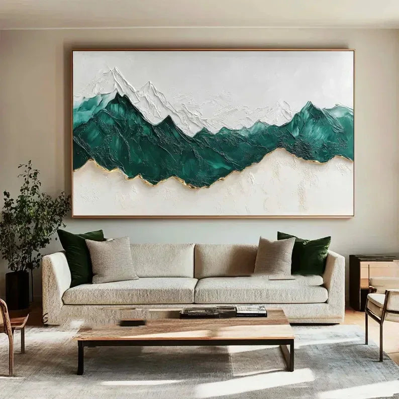 Special Price link for Minimalist Abstract Dark Green Layered Mountain Texture Wall Art - artextured