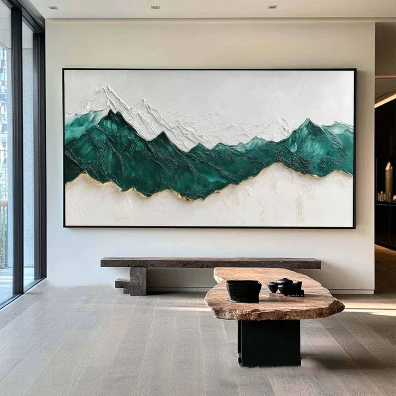 Special Price link for Minimalist Abstract Dark Green Layered Mountain Texture Wall Art - artextured