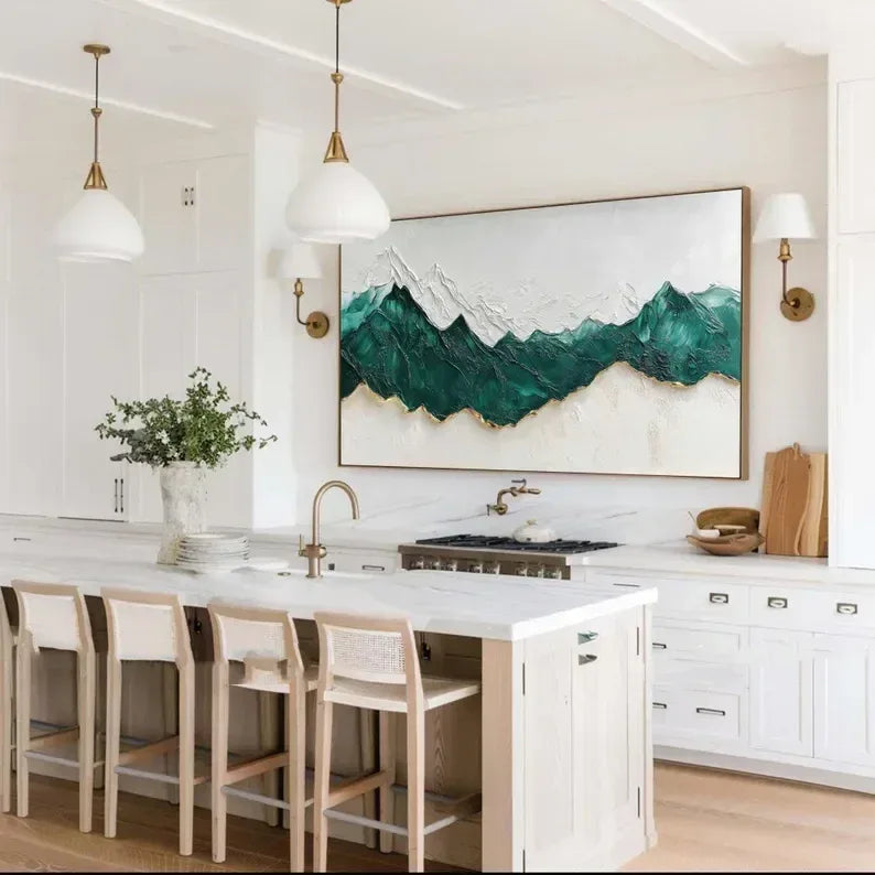 Special Price link for Minimalist Abstract Dark Green Layered Mountain Texture Wall Art - artextured