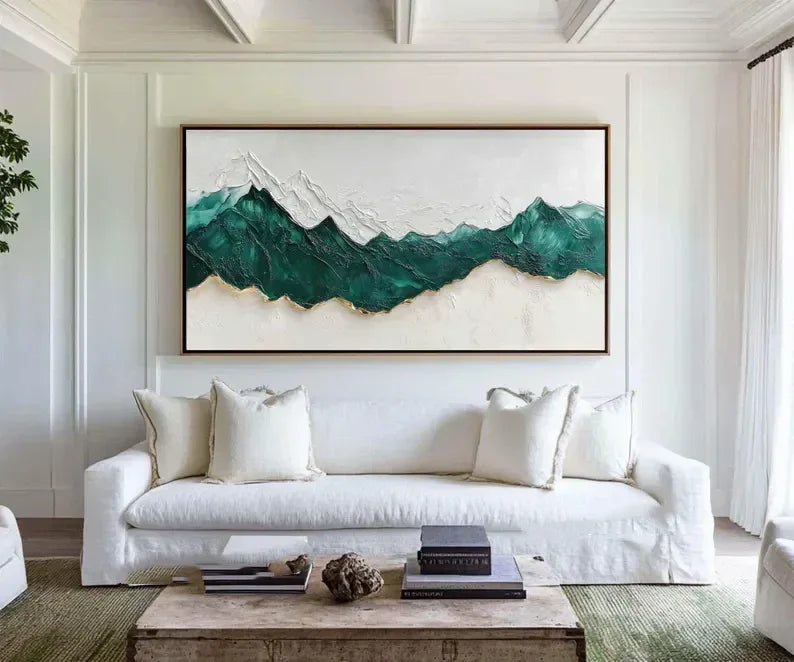 Special Price link for Minimalist Abstract Dark Green Layered Mountain Texture Wall Art - artextured