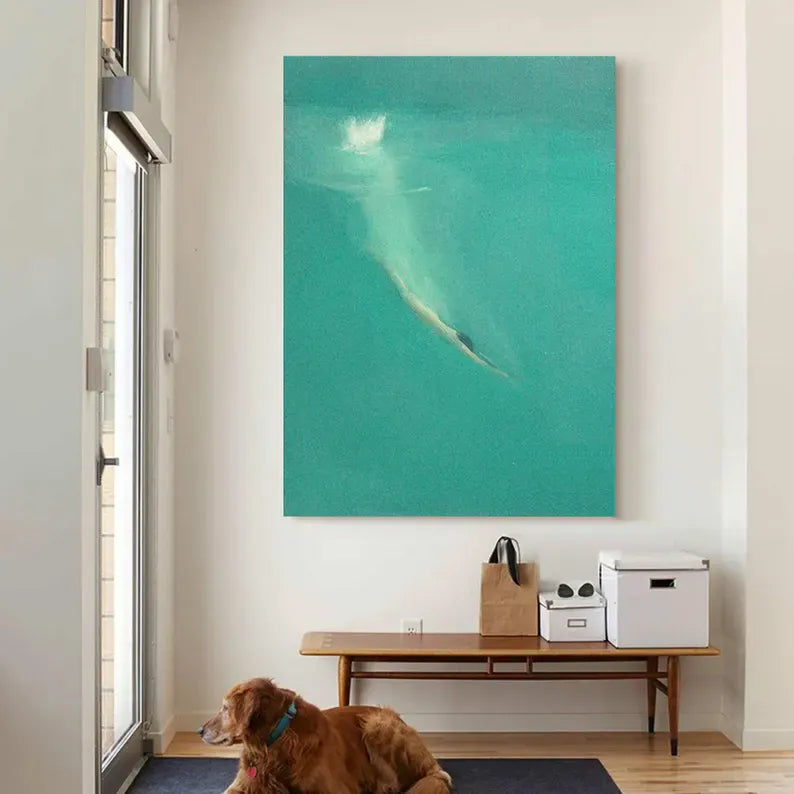 Serene Dive – Modern Ocean Swimming Canvas Art#AB0519042