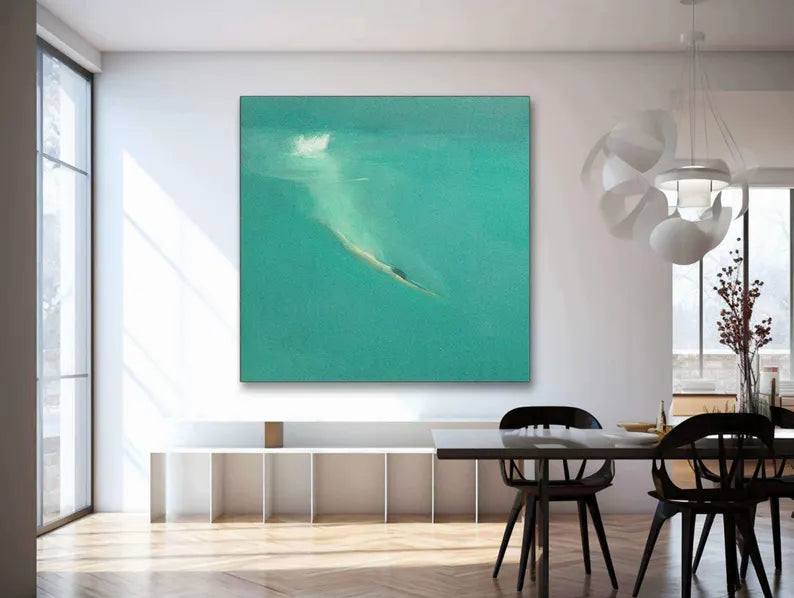 Serene Dive – Modern Ocean Swimming Canvas Art#AB0519042