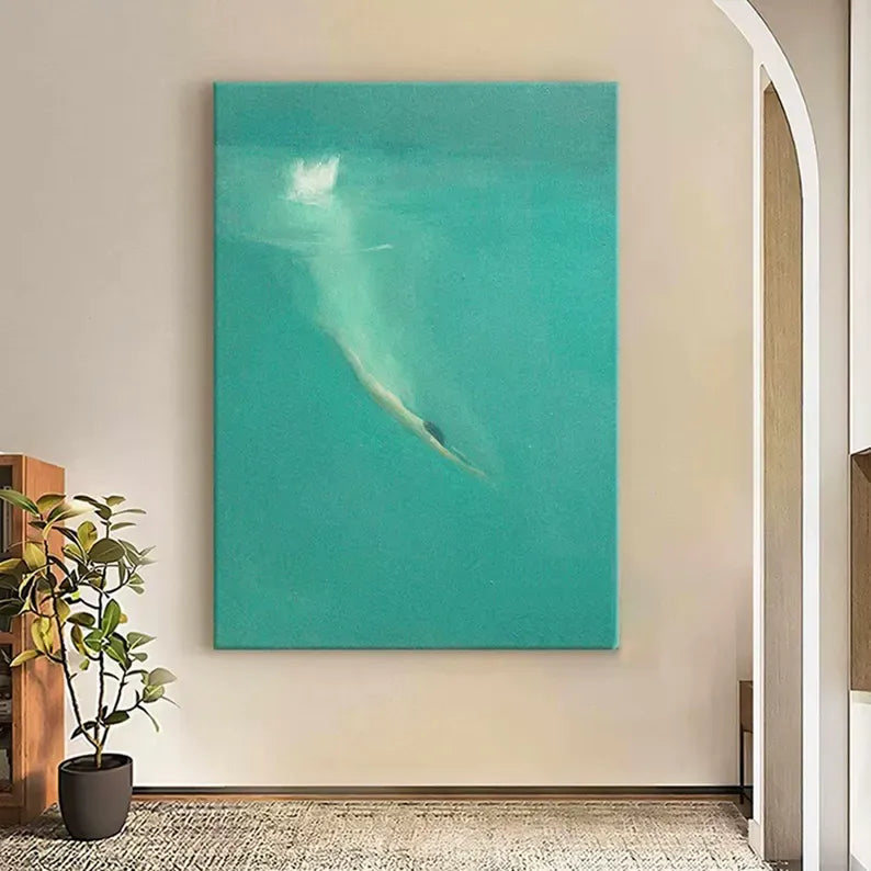 Serene Dive – Modern Ocean Swimming Canvas Art#AB0519042