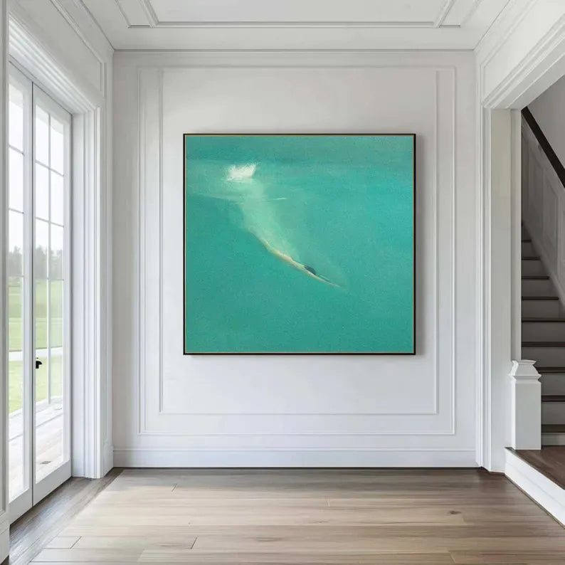 Serene Dive – Modern Ocean Swimming Canvas Art#AB0519042