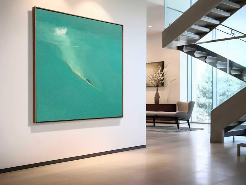 Serene Dive – Modern Ocean Swimming Canvas Art#AB0519042