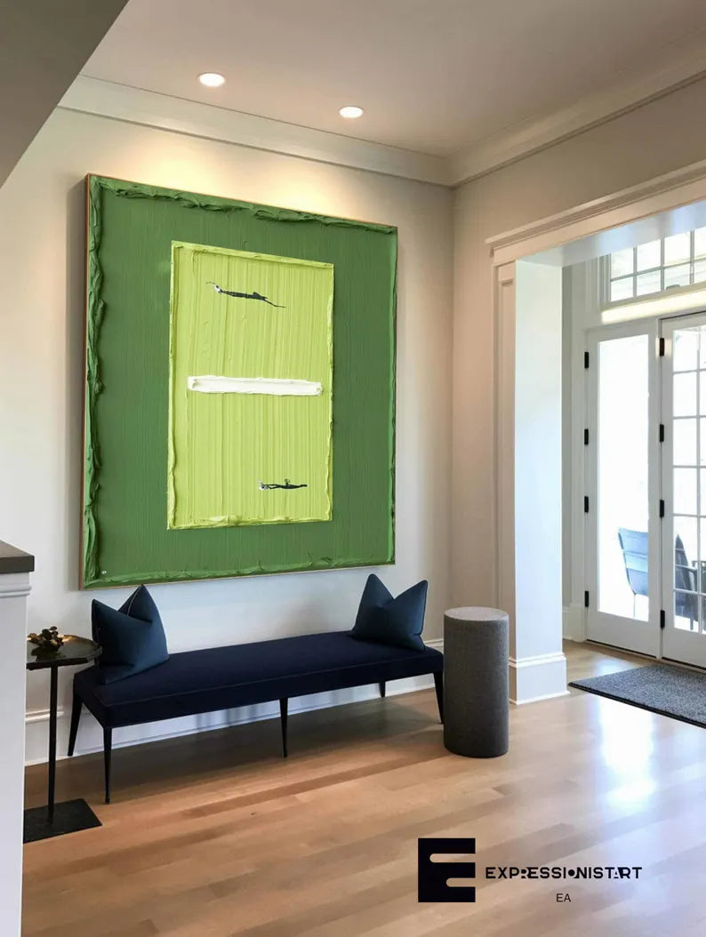 Minimalist Three Color Blocks Abstract Painting – Modern Textured Wall Art#AB0519054