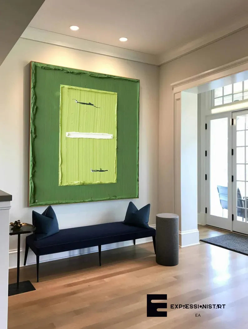 Minimalist Three Color Blocks Abstract Painting – Modern Textured Wall Art#AB0519054