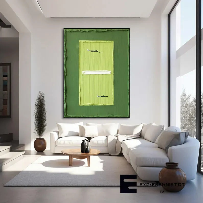 Minimalist Three Color Blocks Abstract Painting – Modern Textured Wall Art#AB0519054