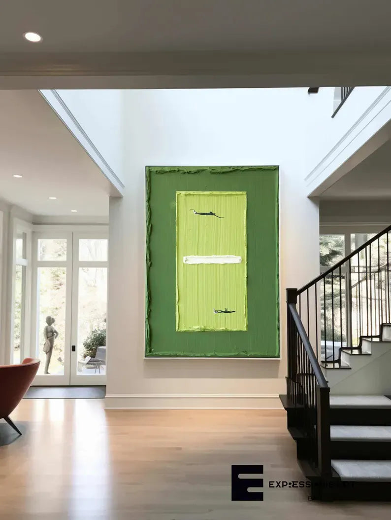 Minimalist Three Color Blocks Abstract Painting – Modern Textured Wall Art#AB0519054
