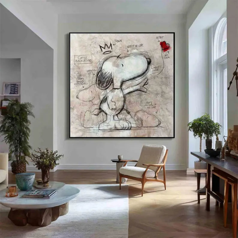 Snoopy Sketch – Playful Dog Canvas Art#AB0519026