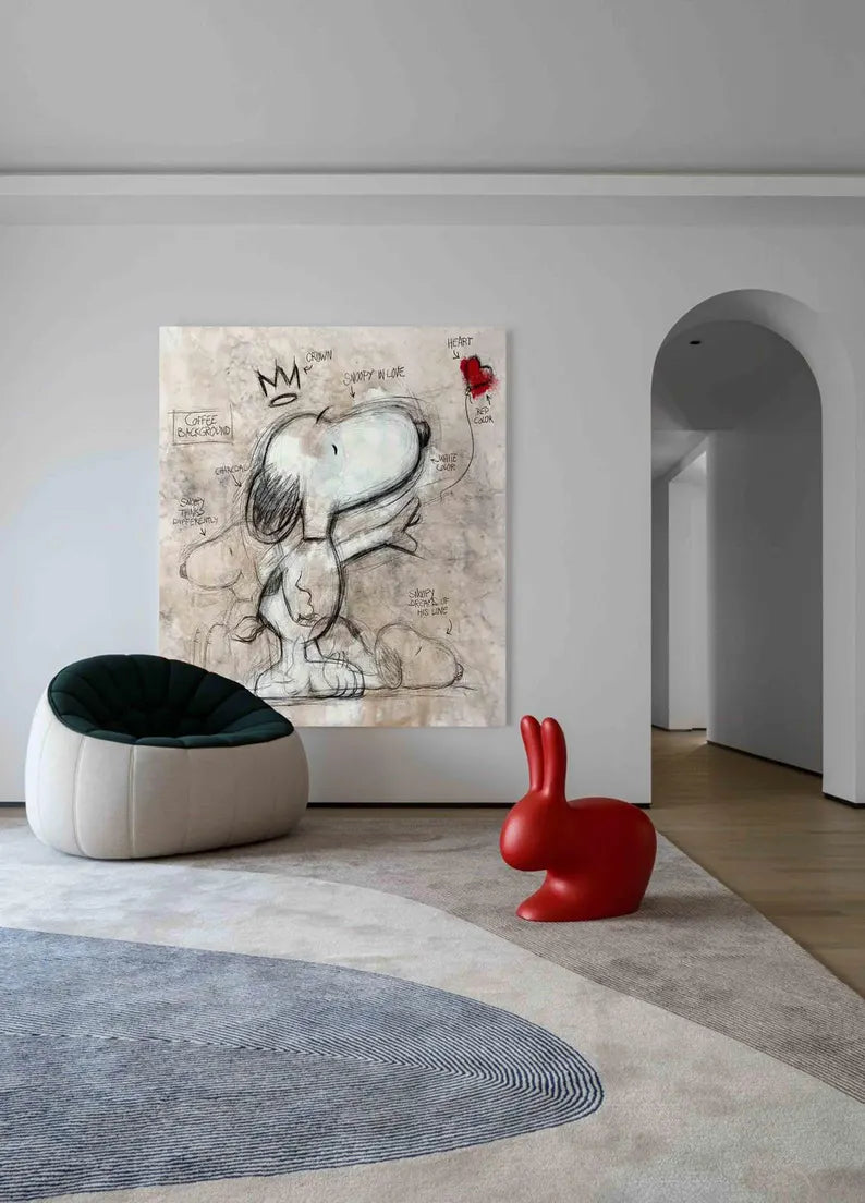 Snoopy Sketch – Playful Dog Canvas Art#AB0519026