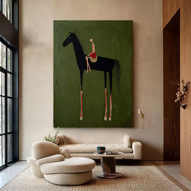 Rider on Horse – Modern Abstract Canvas Art#AB0519033