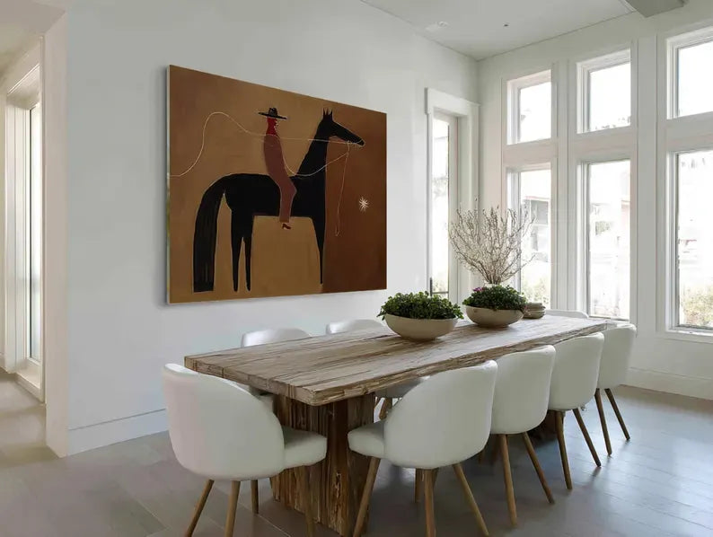Minimalist Rider – Abstract Horse Canvas Art#AB0519034