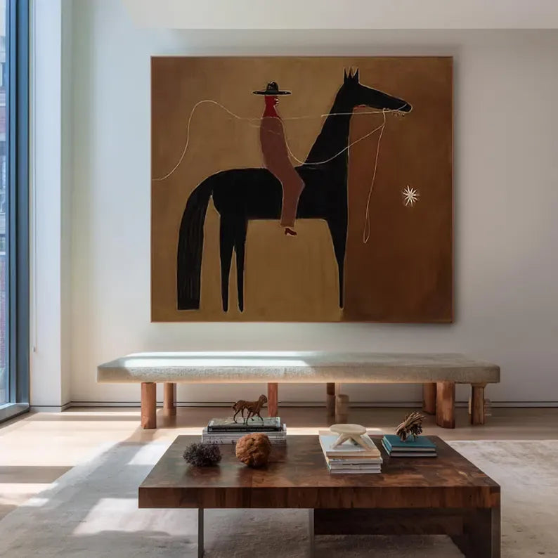 Minimalist Rider – Abstract Horse Canvas Art#AB0519034