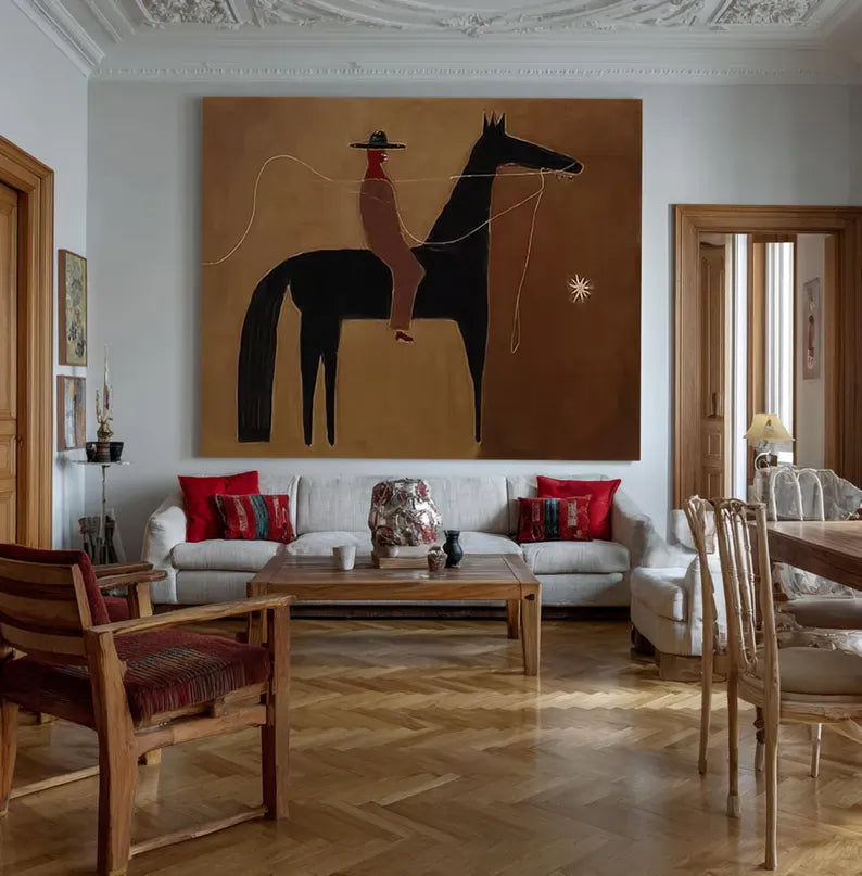 Minimalist Rider – Abstract Horse Canvas Art#AB0519034