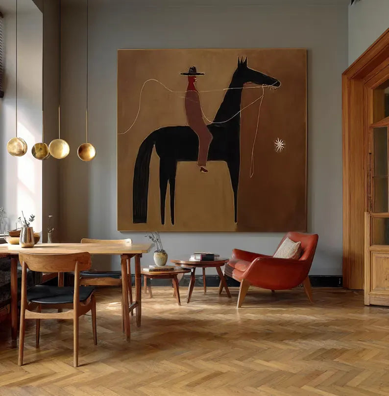Minimalist Rider – Abstract Horse Canvas Art#AB0519034