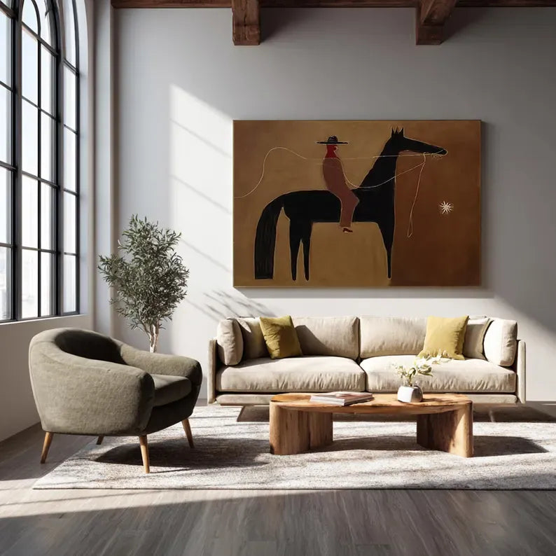 Minimalist Rider – Abstract Horse Canvas Art#AB0519034