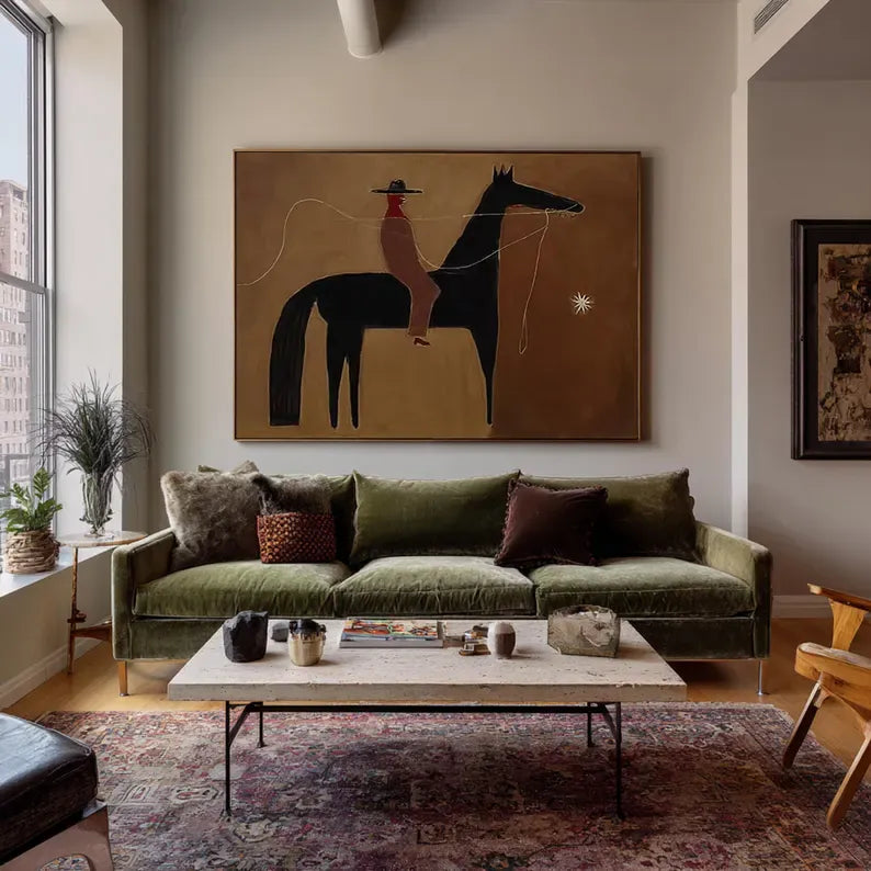Minimalist Rider – Abstract Horse Canvas Art#AB0519034