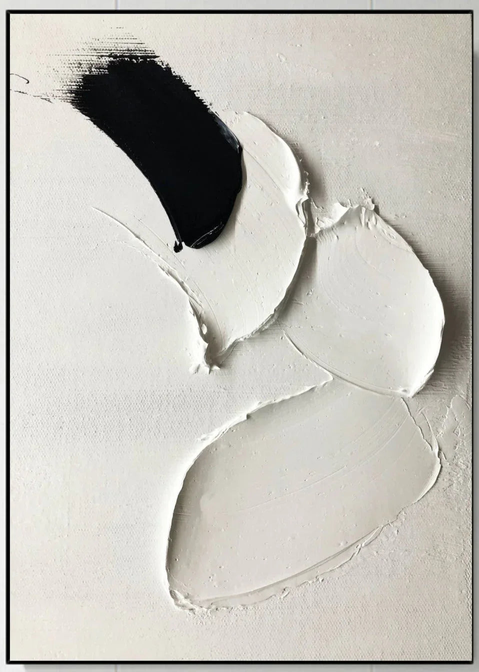 Monochrome Motion in Texture-Hand-Painted Impasto Black and White Abstract Wall Art - artextured