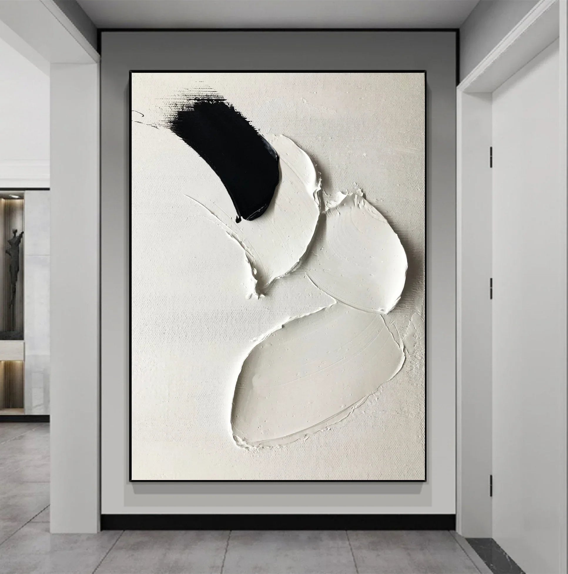 Monochrome Motion in Texture-Hand-Painted Impasto Black and White Abstract Wall Art - artextured