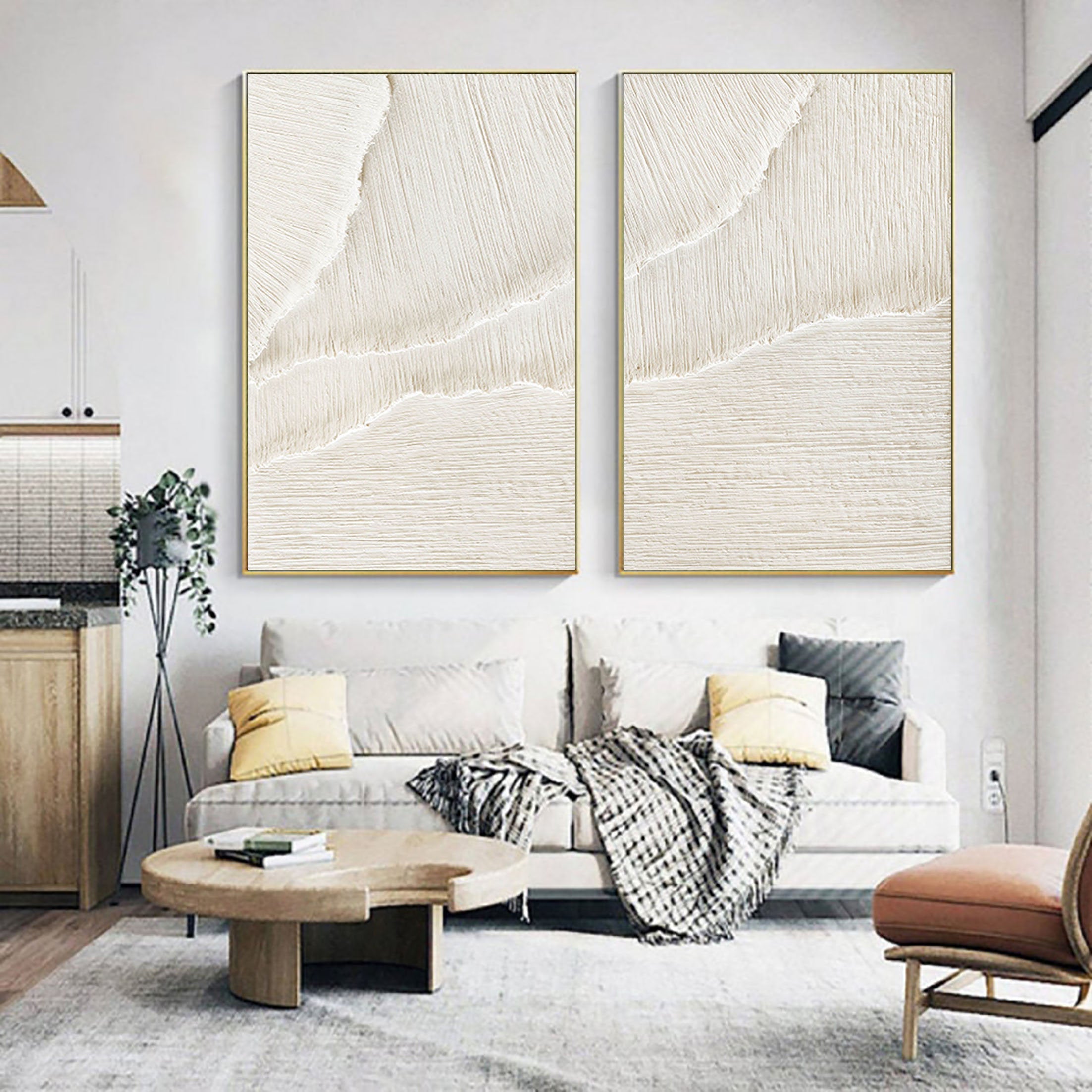 Ethereal Flow - Dual Minimalist Textured Wall Art SET OF 2