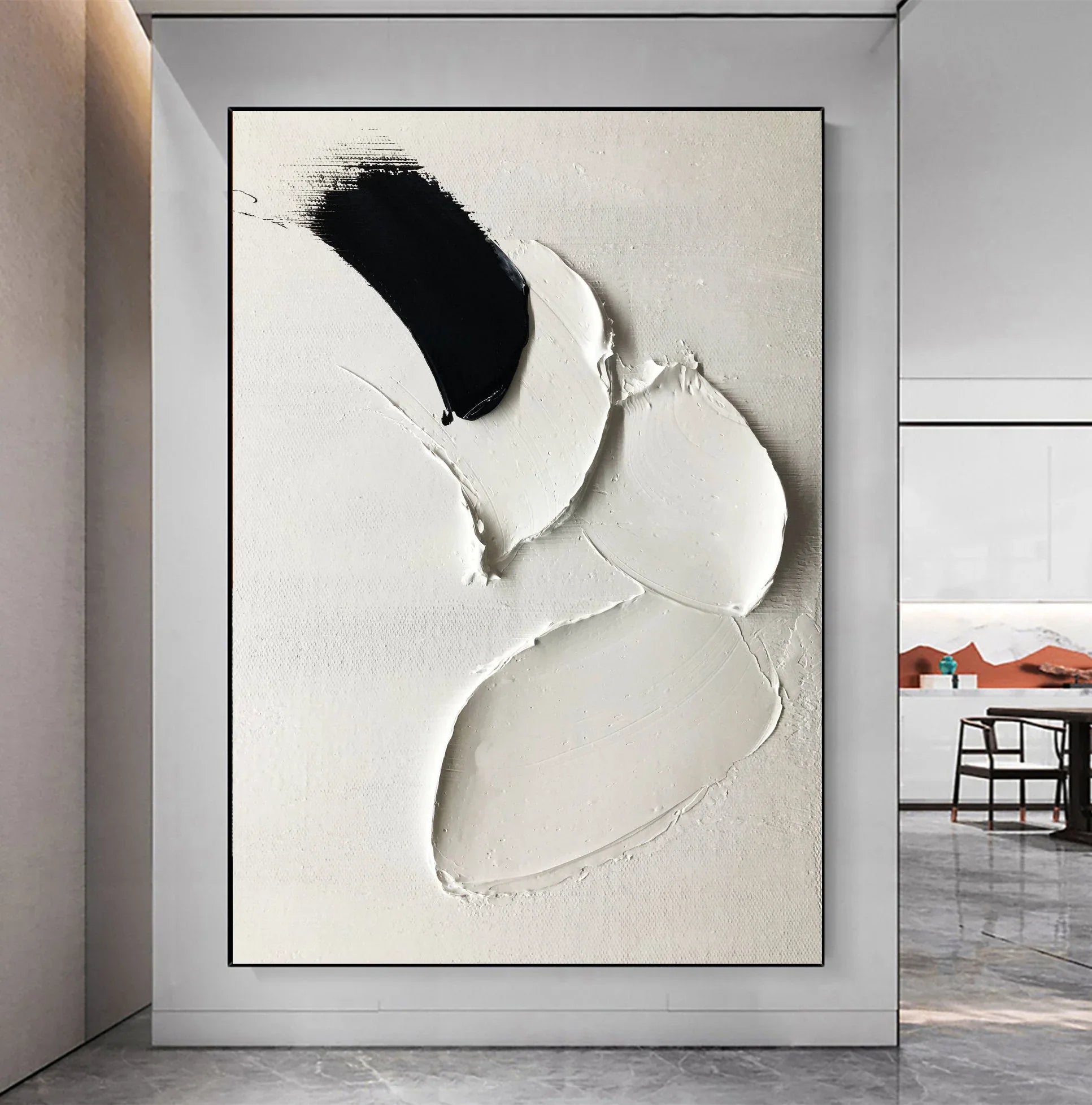 Monochrome Motion in Texture-Hand-Painted Impasto Black and White Abstract Wall Art - artextured