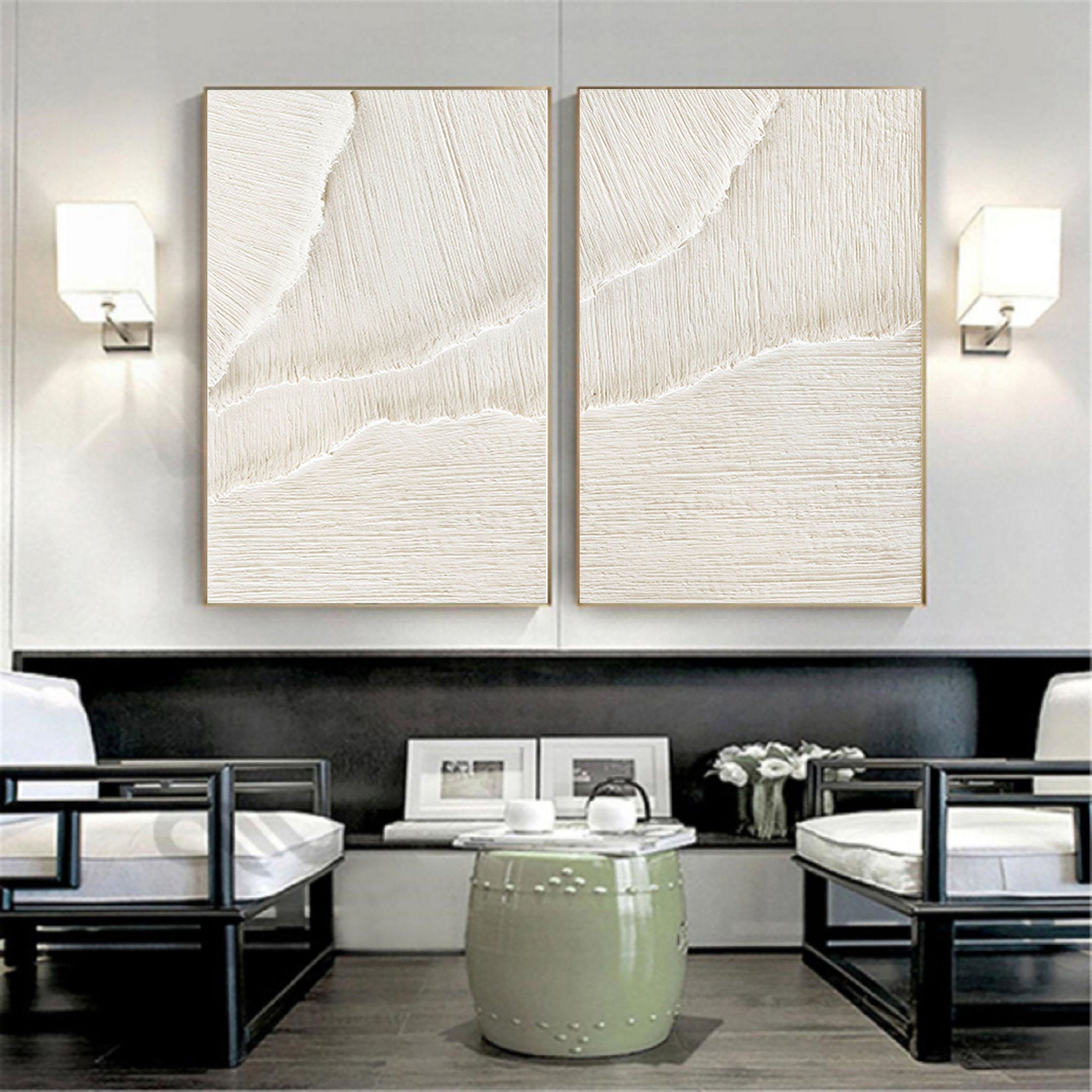 Ethereal Flow - Dual Minimalist Textured Wall Art SET OF 2