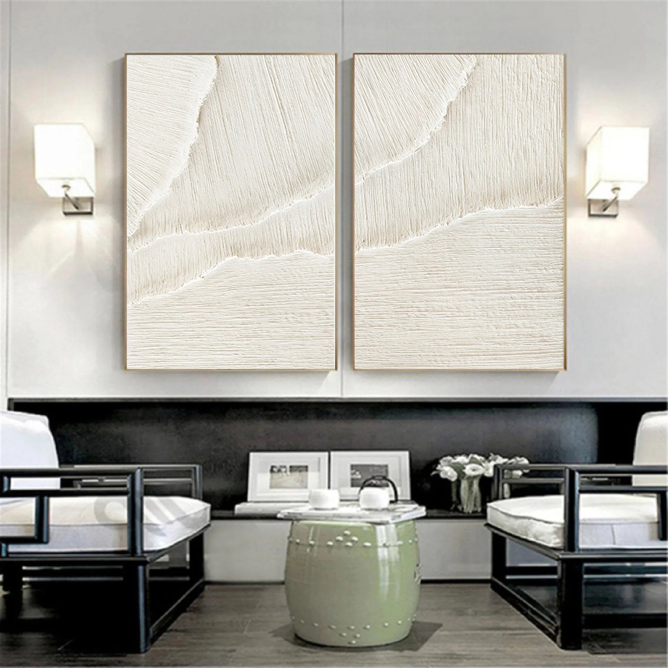 Ethereal Flow - Dual Minimalist Textured Wall Art SET OF 2 - artextured