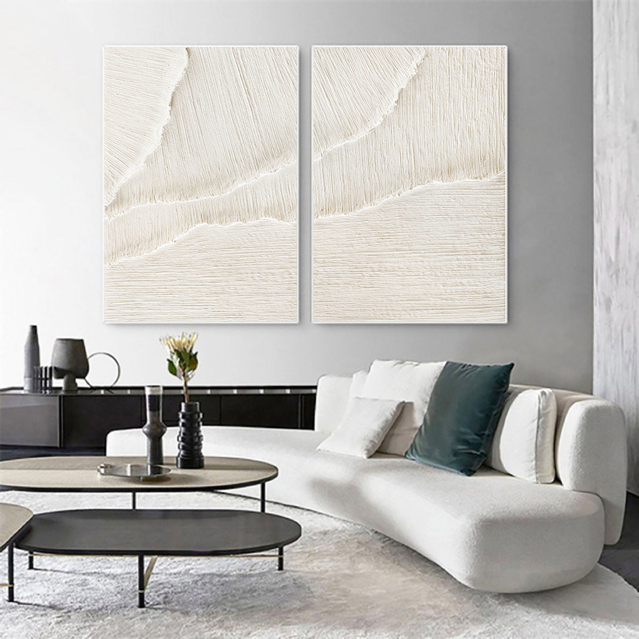 Ethereal Flow - Dual Minimalist Textured Wall Art SET OF 2