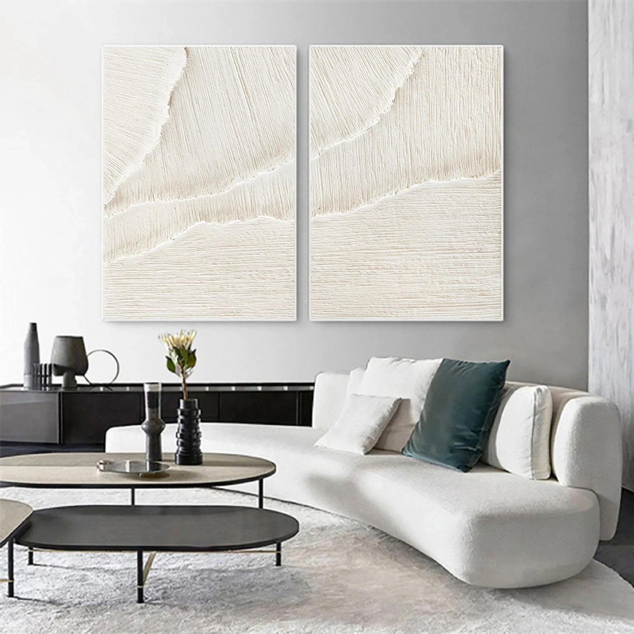 Ethereal Flow - Dual Minimalist Textured Wall Art SET OF 2 - artextured