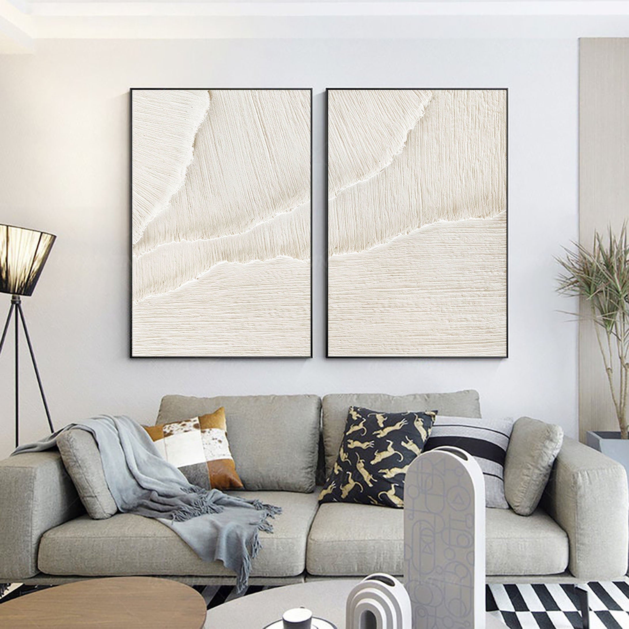Ethereal Flow - Dual Minimalist Textured Wall Art SET OF 2
