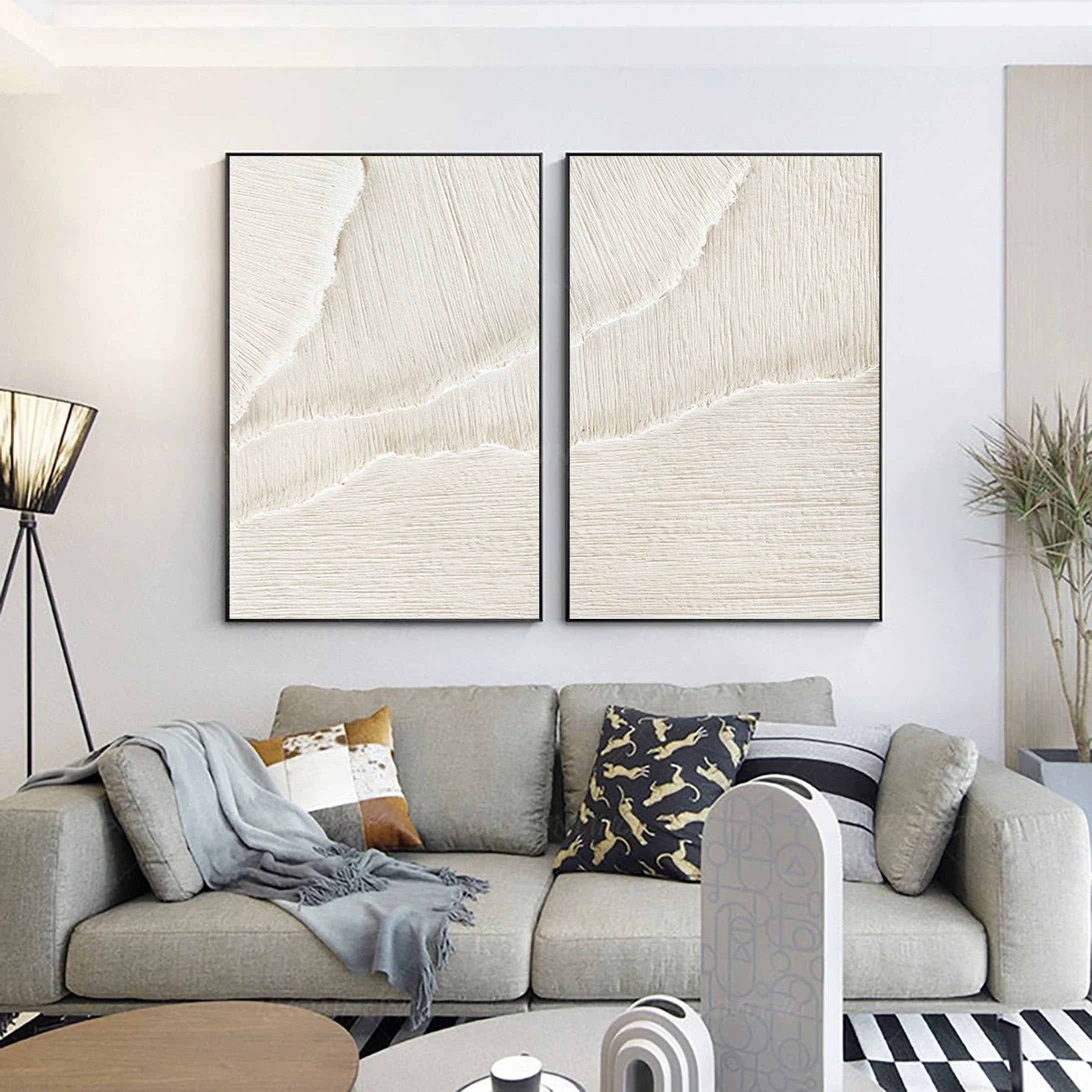 Ethereal Flow - Dual Minimalist Textured Wall Art SET OF 2 - artextured