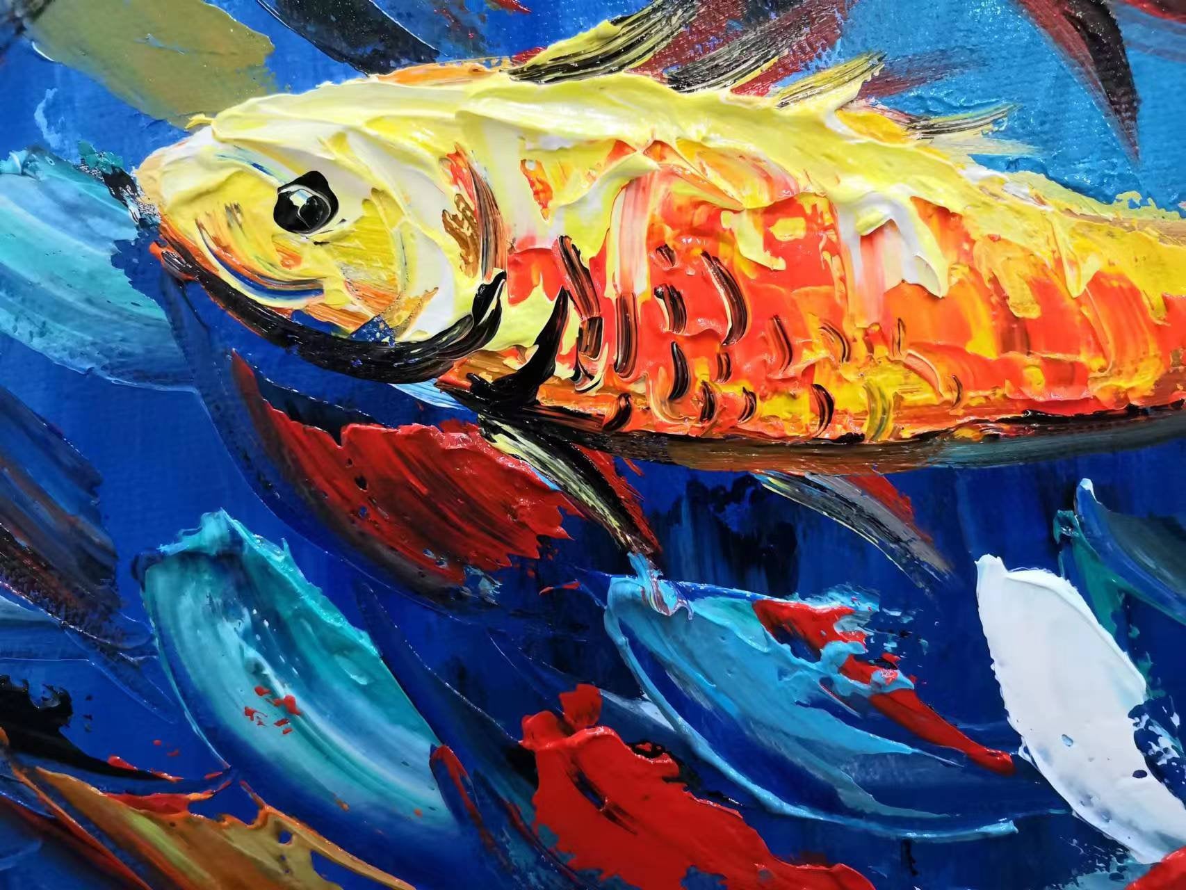 Vivid Flow - Abstract Fish School Wall Art