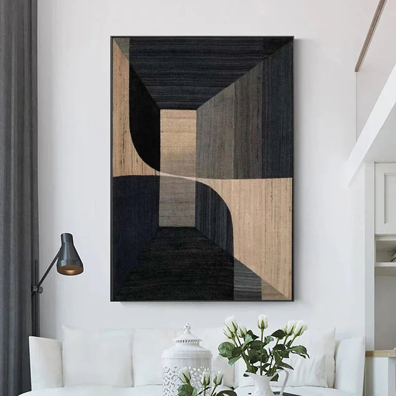 Geometric Tranquility-Geometric Space Abstract Wall Art with Extremely Simple Style - artextured