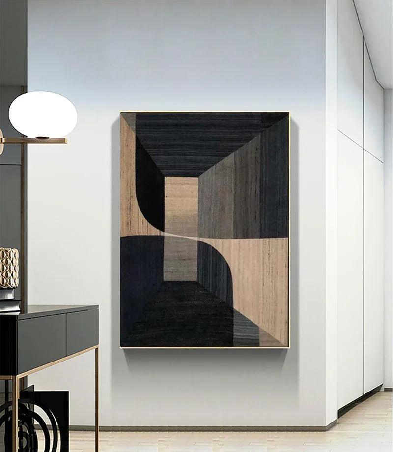 Geometric Tranquility-Geometric Space Abstract Wall Art with Extremely Simple Style - artextured