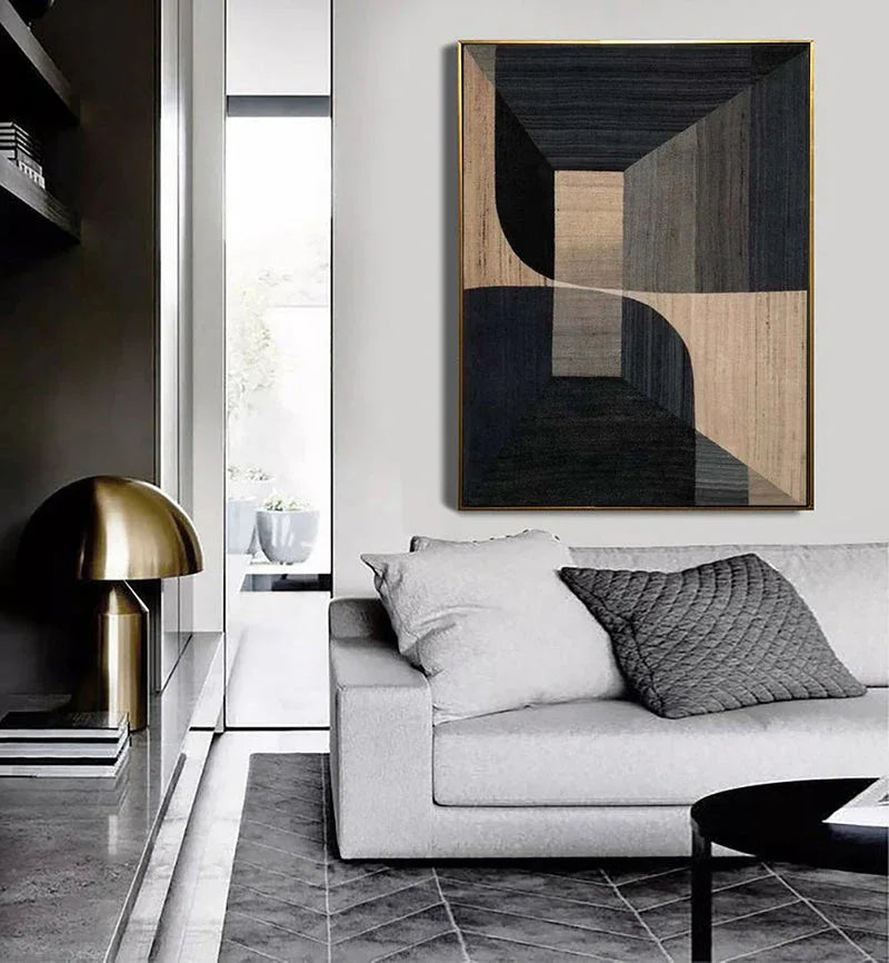 Geometric Tranquility-Geometric Space Abstract Wall Art with Extremely Simple Style - artextured