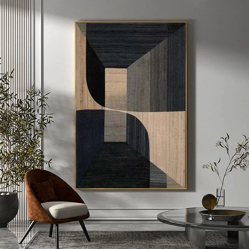 Geometric Tranquility-Geometric Space Abstract Wall Art with Extremely Simple Style - artextured