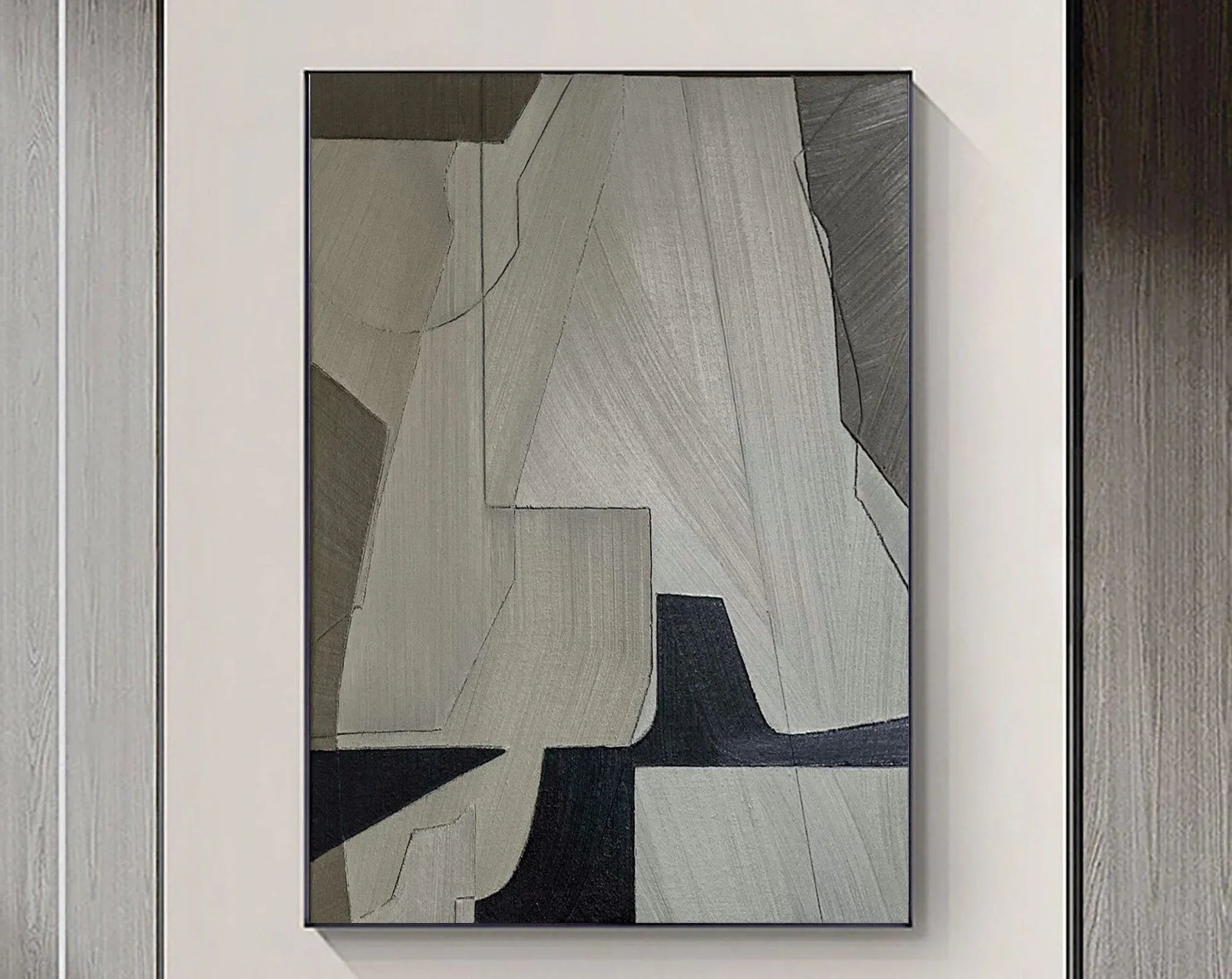 Linear Perspective-Minimalist Geometric Hand Drawn Grey Abstract Wall Art - artextured