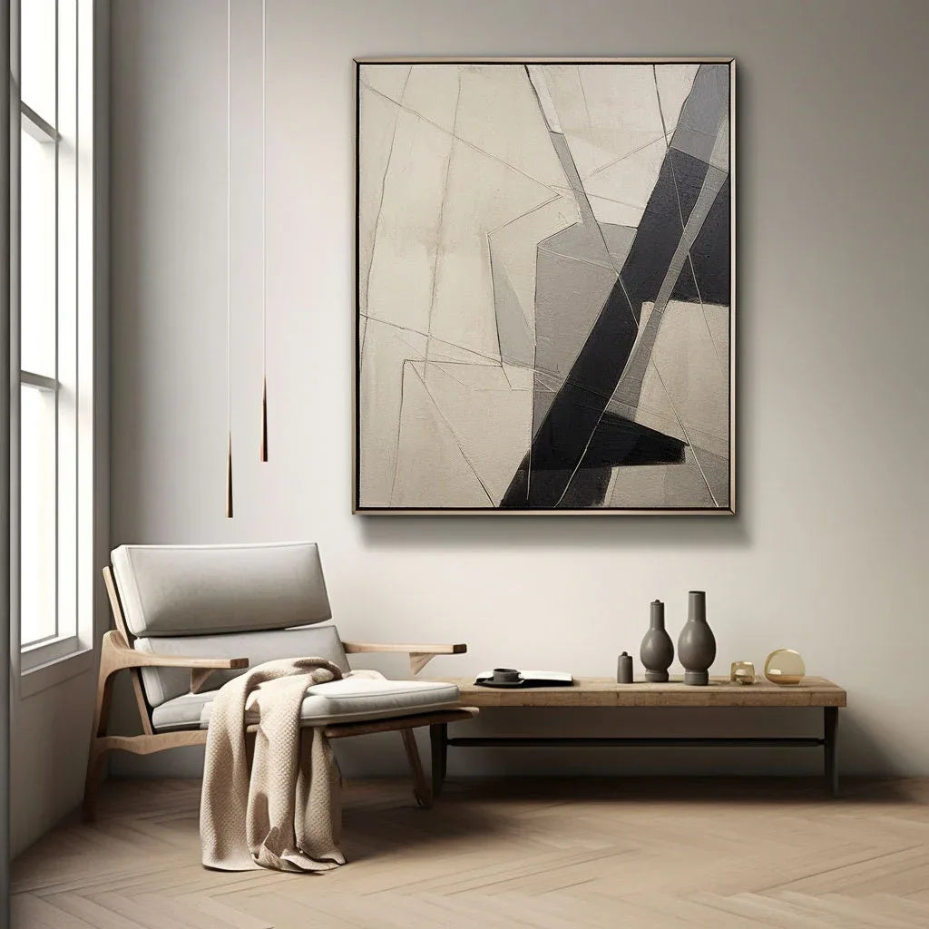 Intersecting Paths-Hand Drawn Geometric Three-Dimensional Texture Abstract Wall Art - artextured
