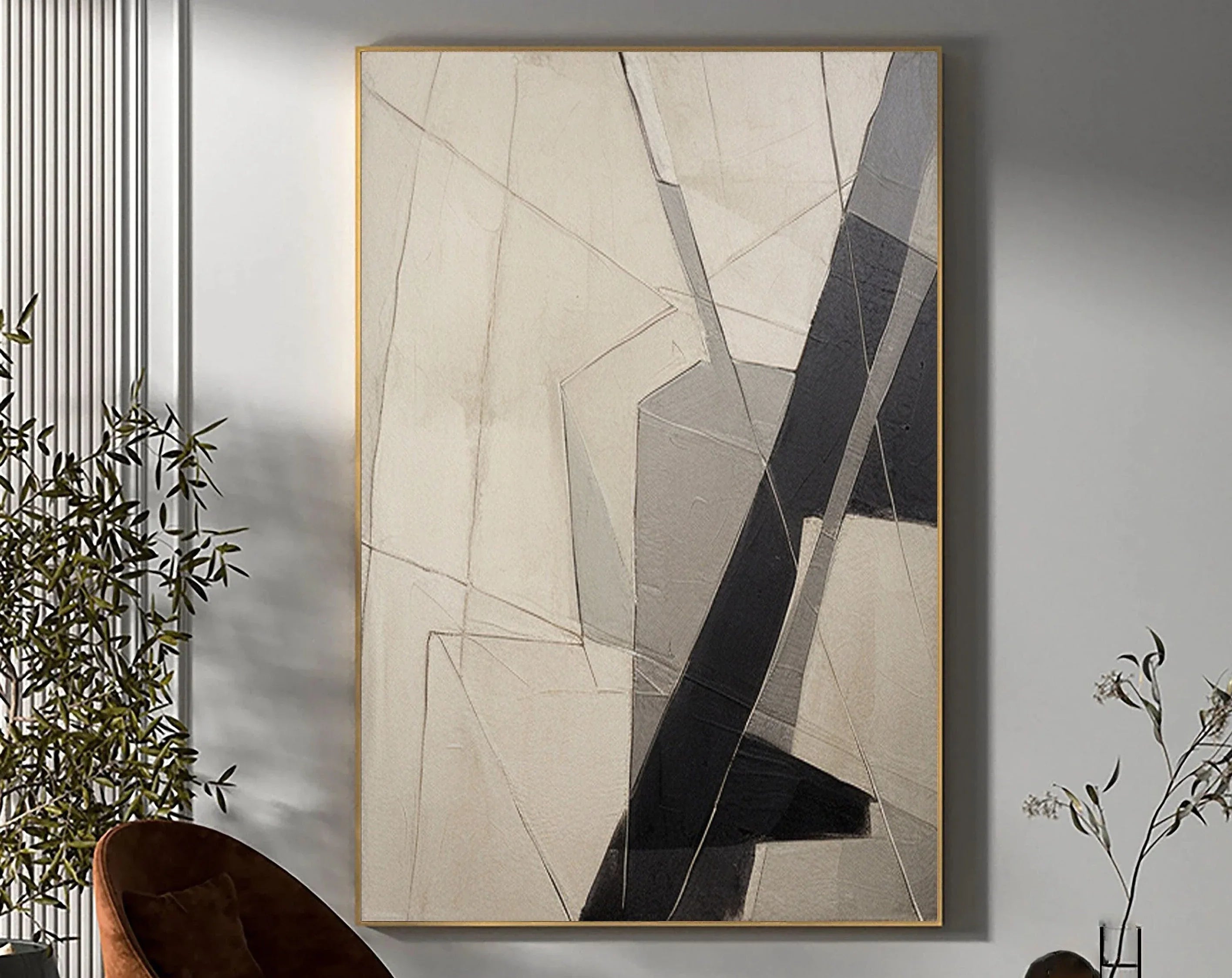 Intersecting Paths-Hand Drawn Geometric Three-Dimensional Texture Abstract Wall Art - artextured