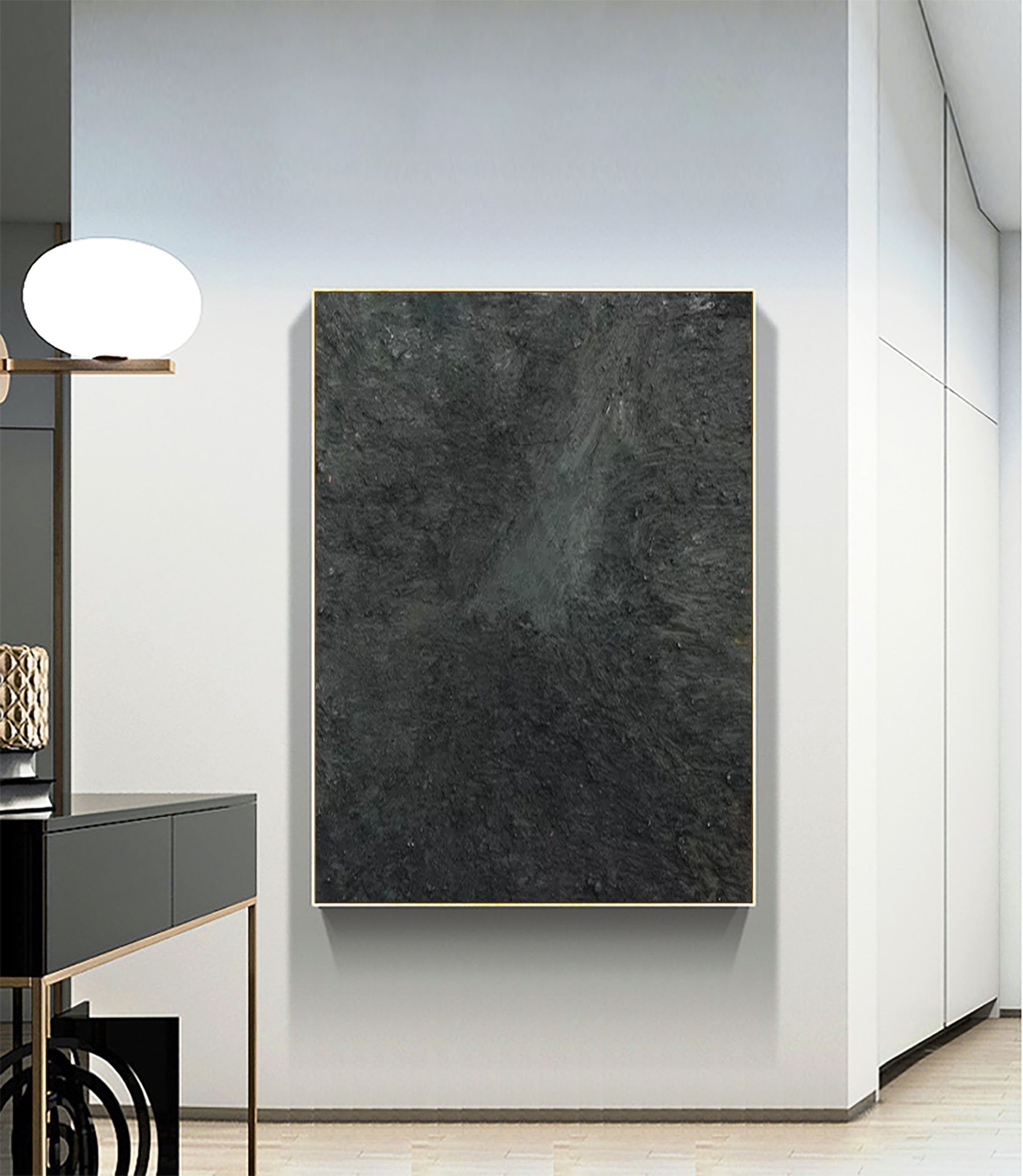 Graphite Echo-Minimalist Charcoal Textured Wall Art