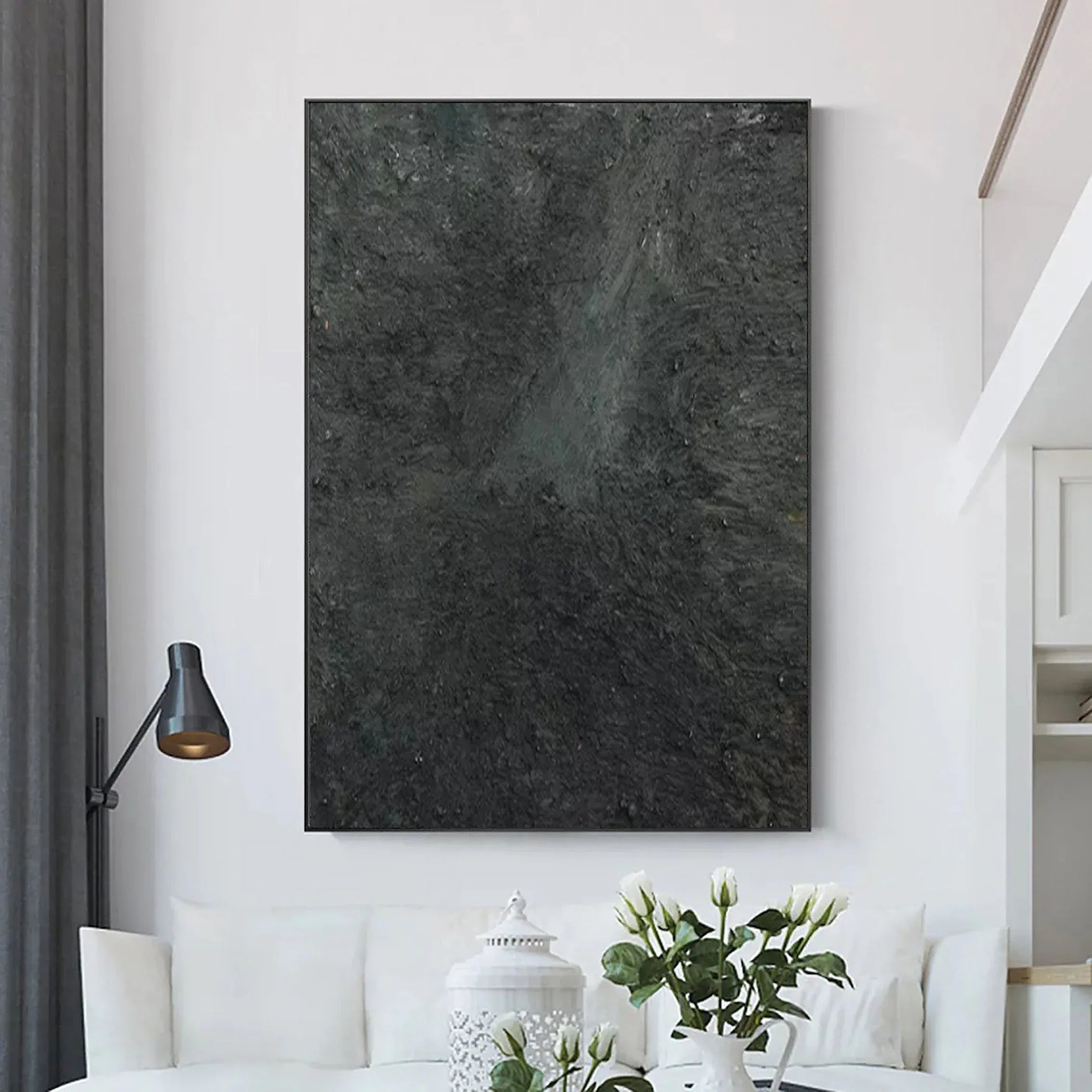 Graphite Echo-Minimalist Charcoal Textured Wall Art - artextured