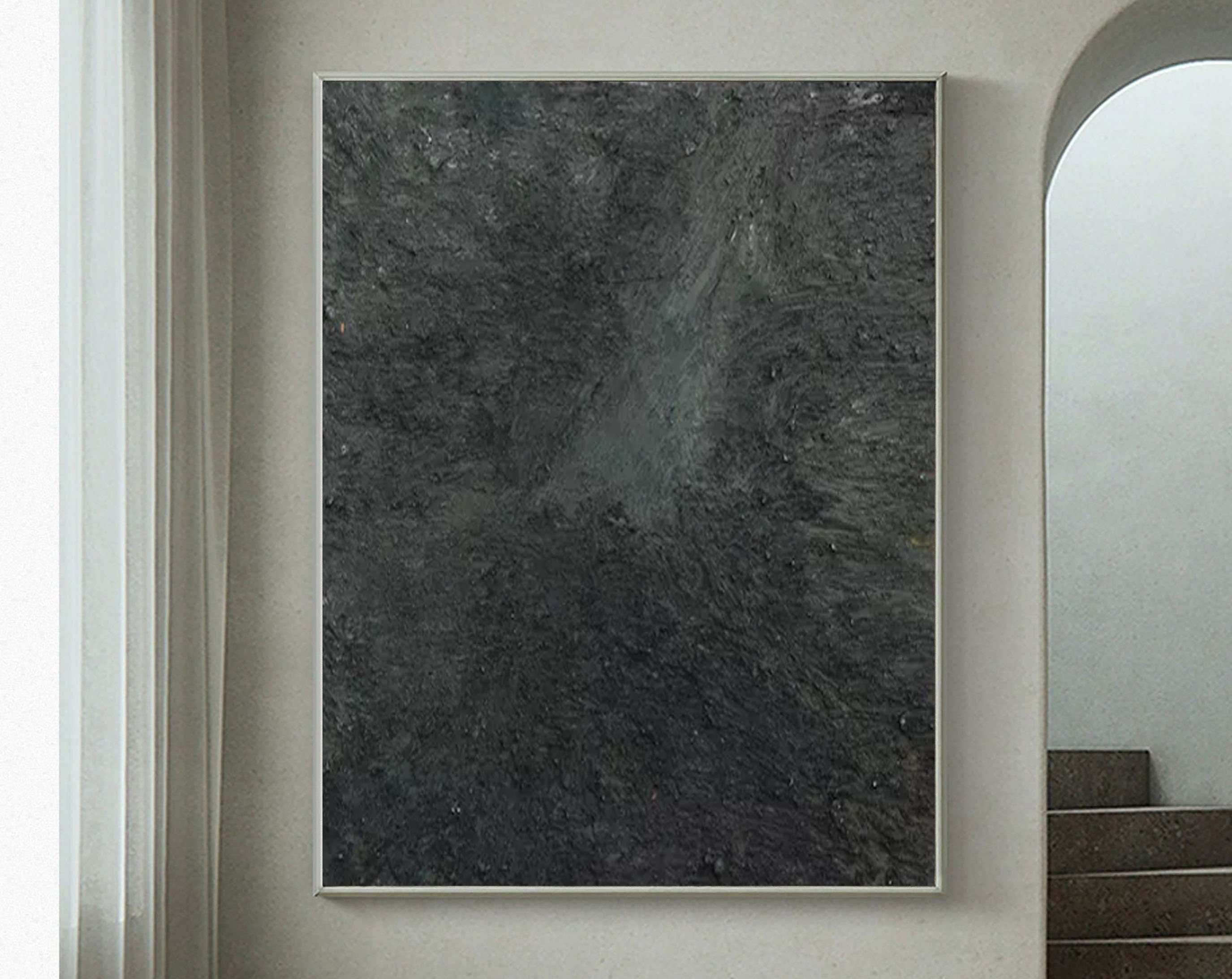 Graphite Echo-Minimalist Charcoal Textured Wall Art