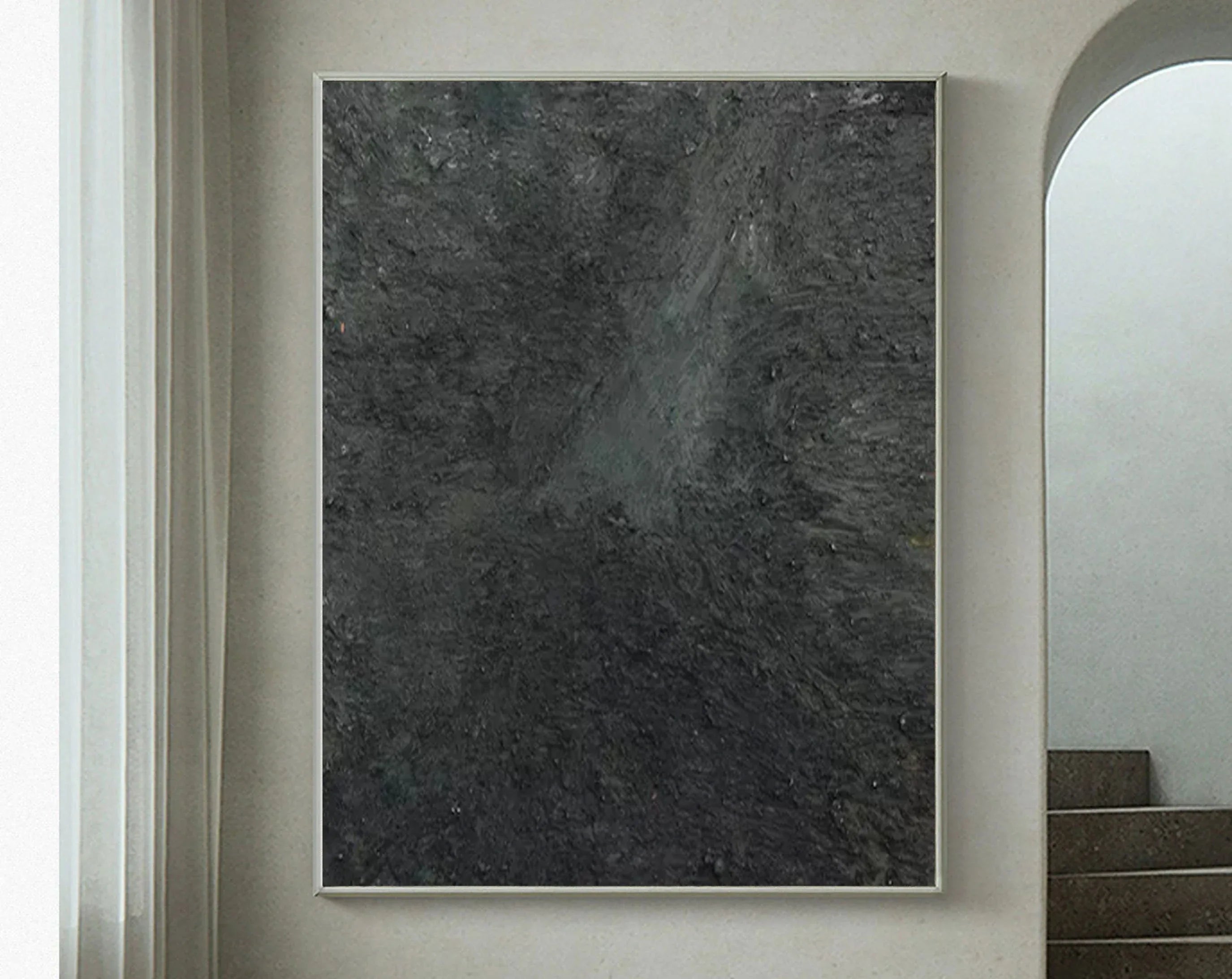 Graphite Echo-Minimalist Charcoal Textured Wall Art - artextured