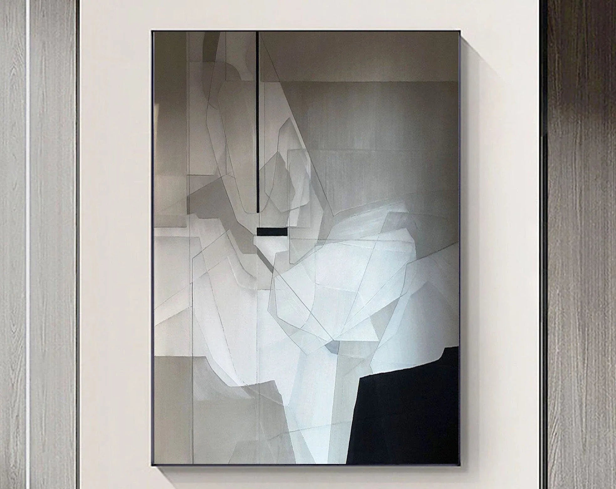 Fragmented Vision-Black, White, and Gray Geometric Deconstruction of Abstract Wall Art - artextured