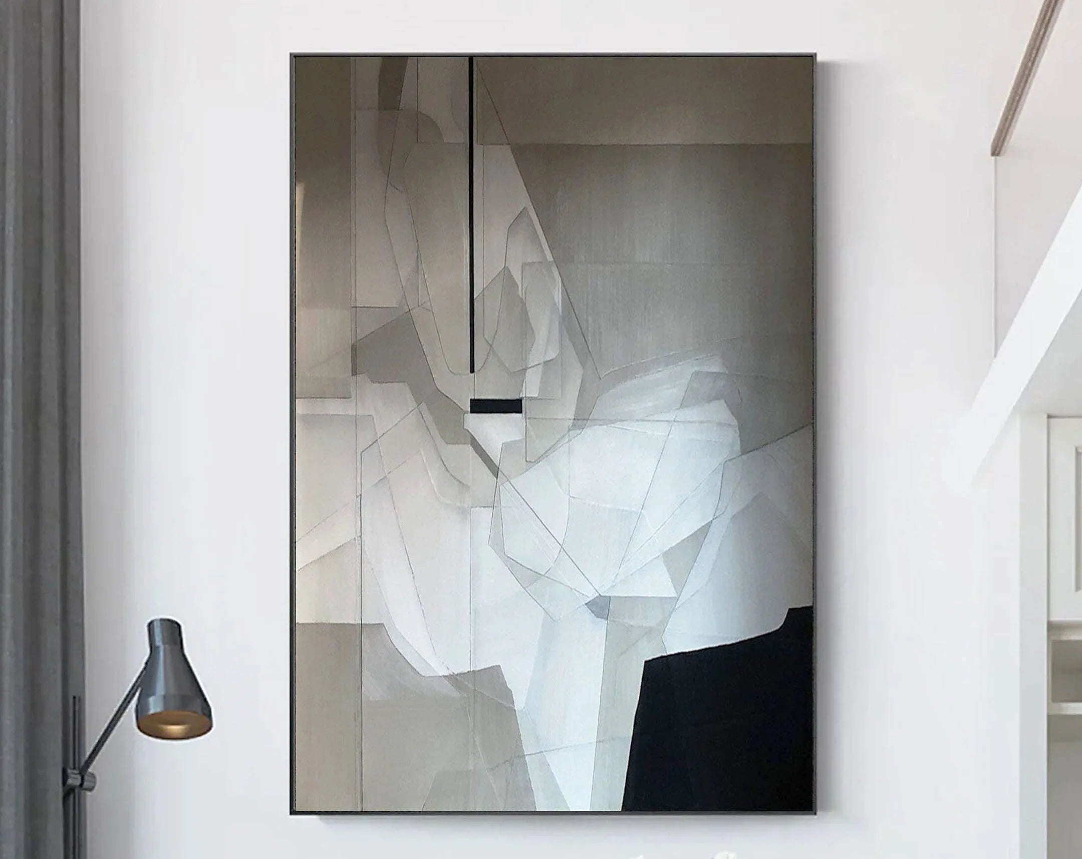 Fragmented Vision-Black, White, and Gray Geometric Deconstruction of Abstract Wall Art - artextured