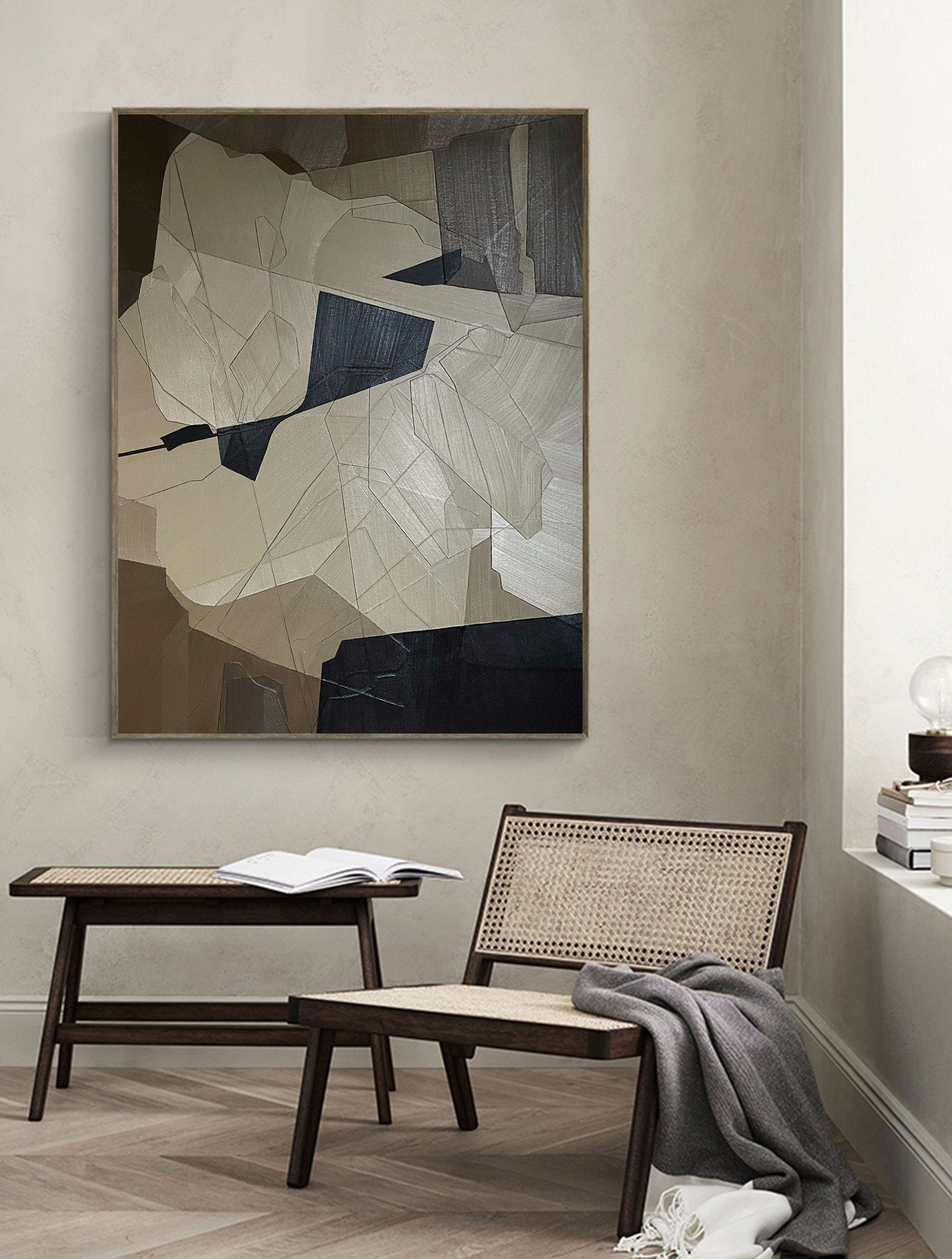 Fragmented Harmony: Abstract Geometric Canvas Art