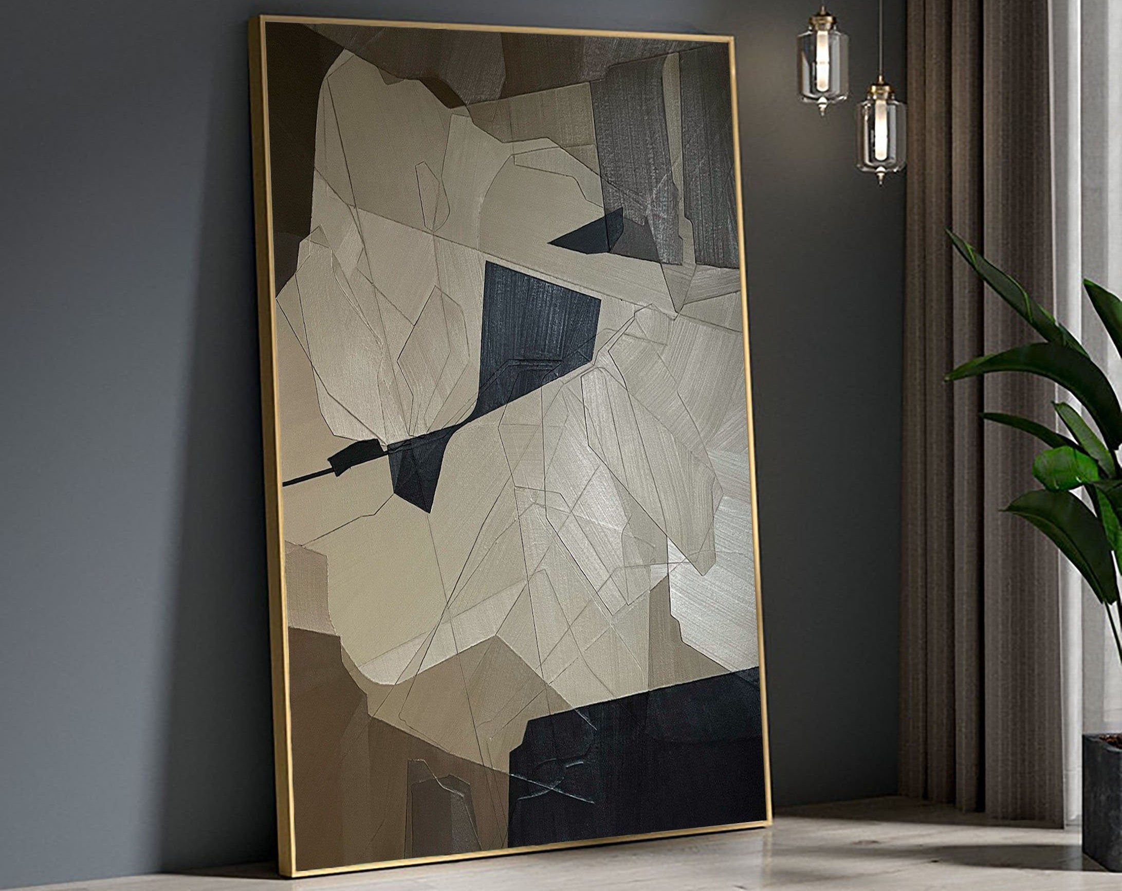 Fragmented Harmony: Abstract Geometric Canvas Art