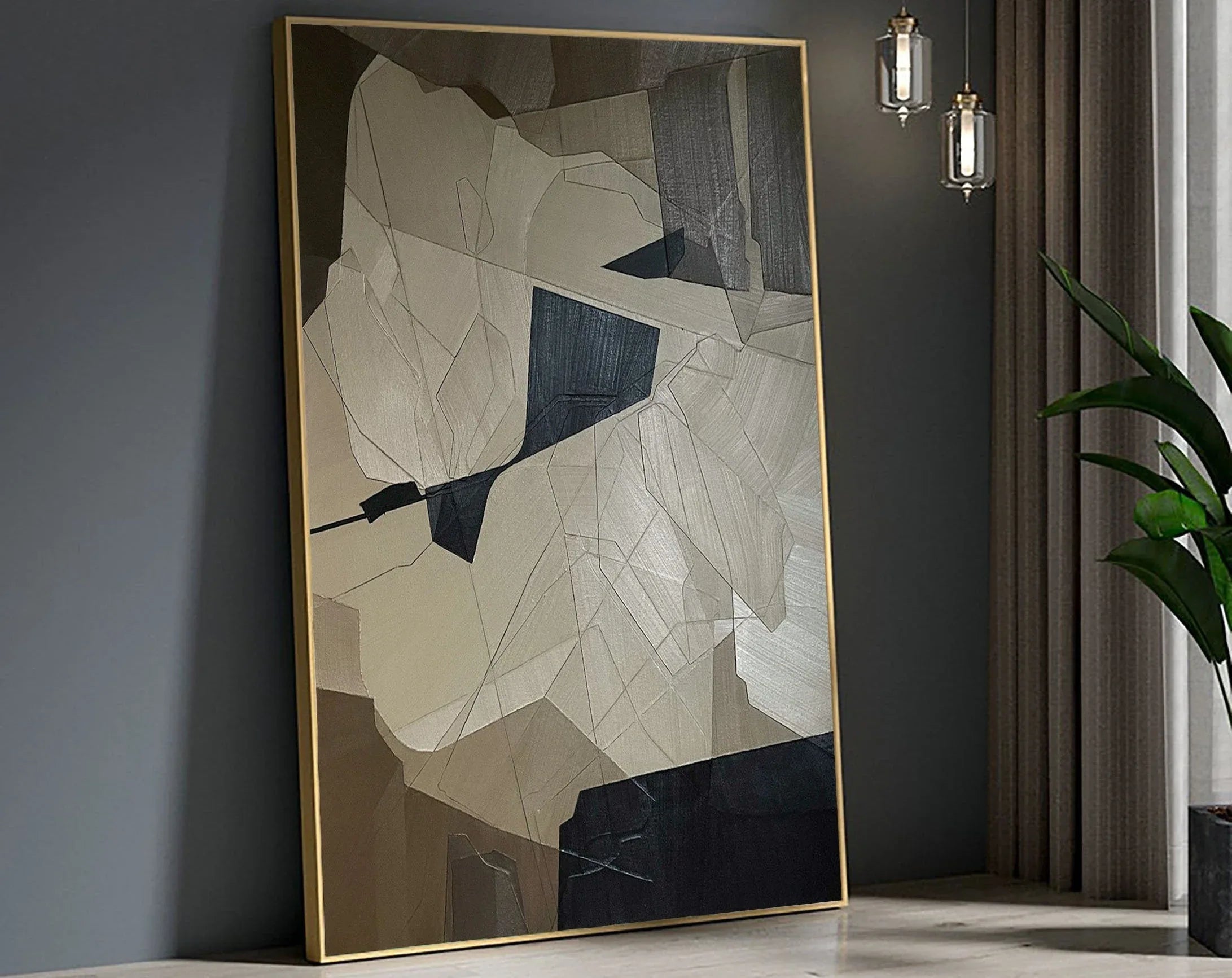 Fragmented Harmony-Geometric Abstract Irregular Wall Art in Modern Minimalist Home Decoration - artextured