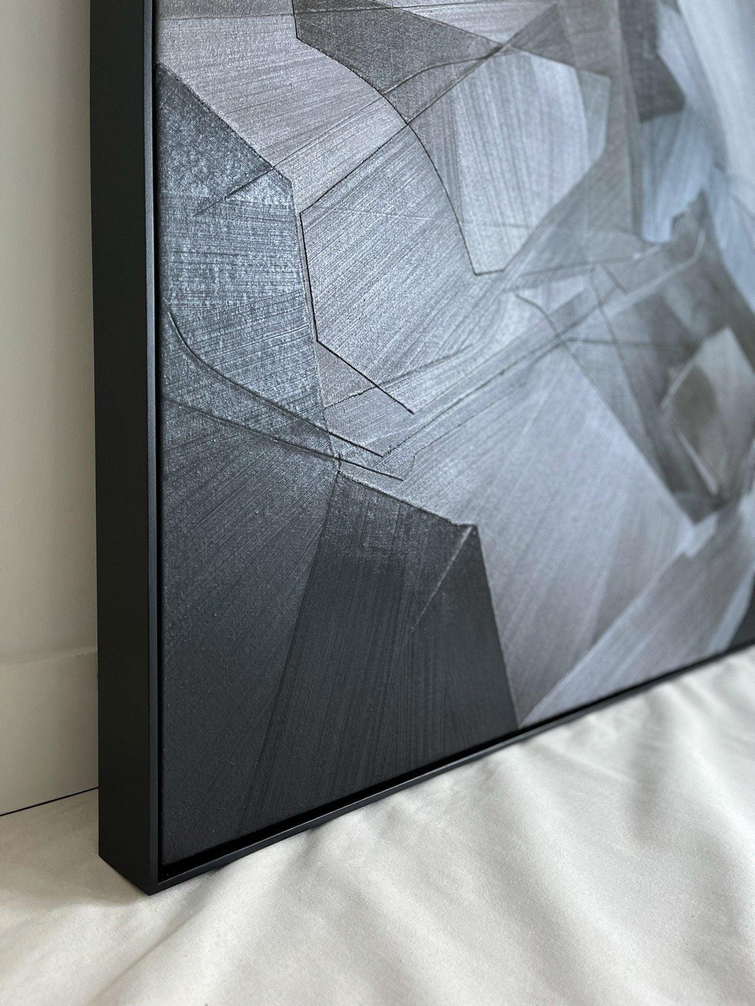 Shadow Geometry-Dark Geometric Abstract Wall Art - artextured